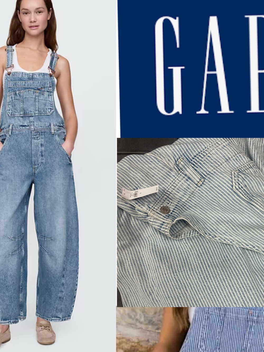 GAP Women's Light Blue Striped Denim Overalls SOLD OUT XXL